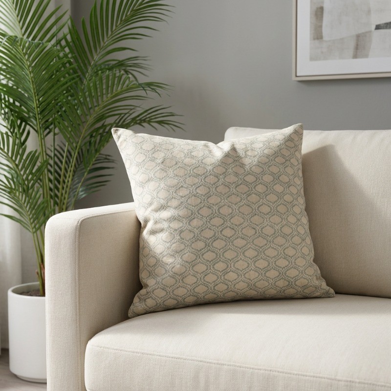 Flora Grace Printed Cotton Cushion Cover - White,Blue