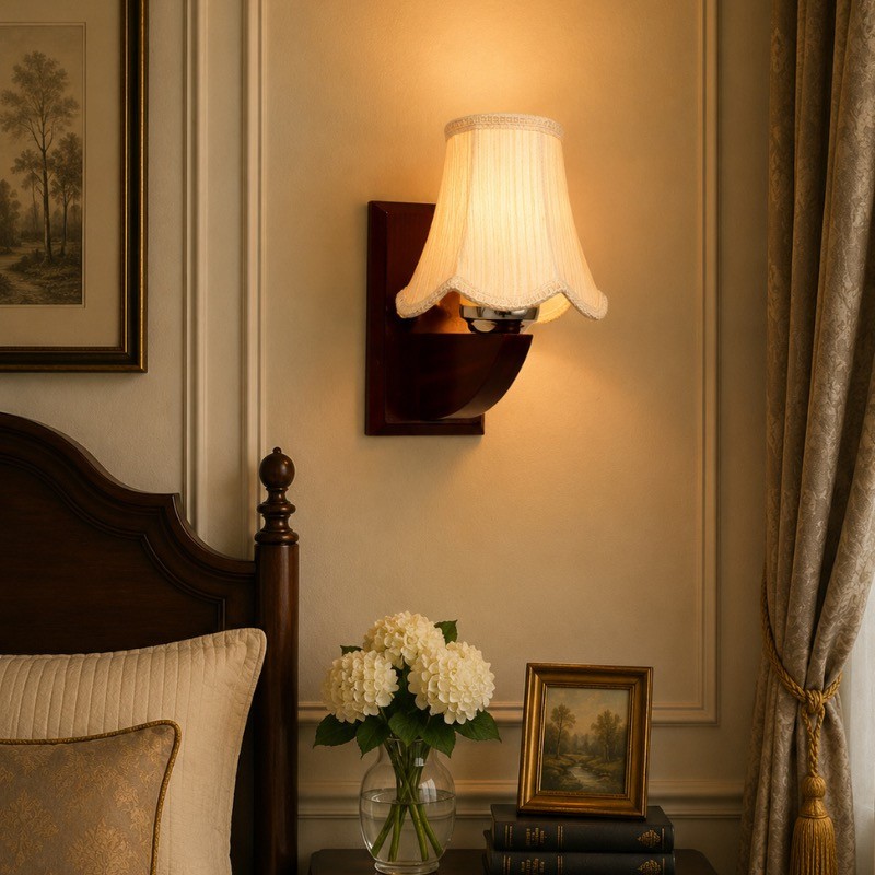 Aurelle Draped Cotton Wall Lamp - White