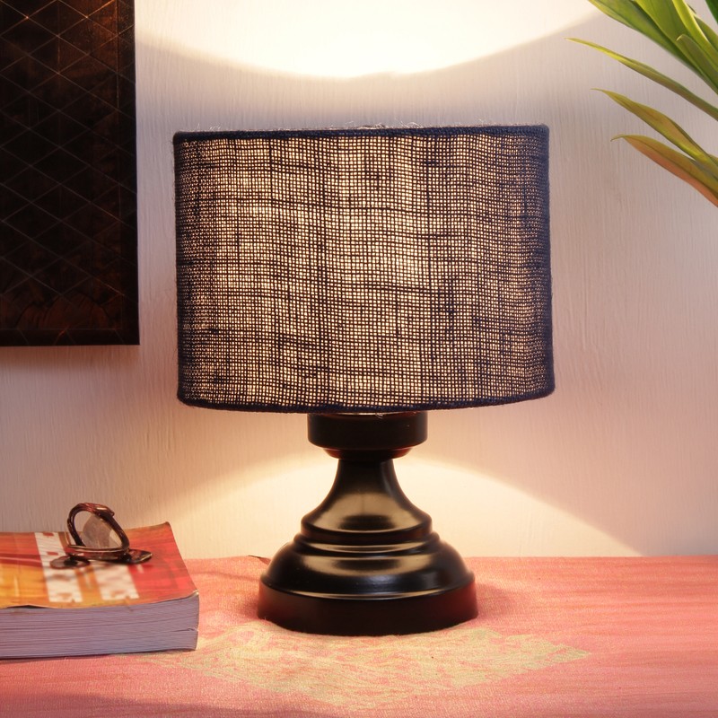 Strigosa Jute Table Lamp - Blue