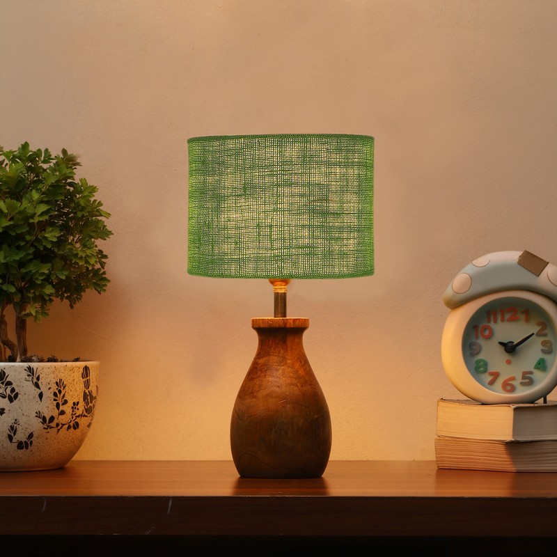 Xylia Wooden Table Lamp - Green
