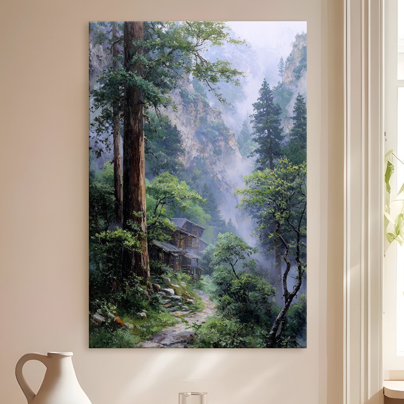 Foggy Trail Gallery Wrapped Canvas Wall Painting