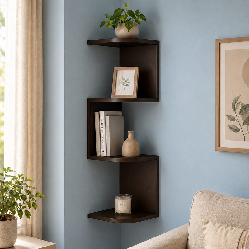 Lattice MDF Wall Shelf - Brown