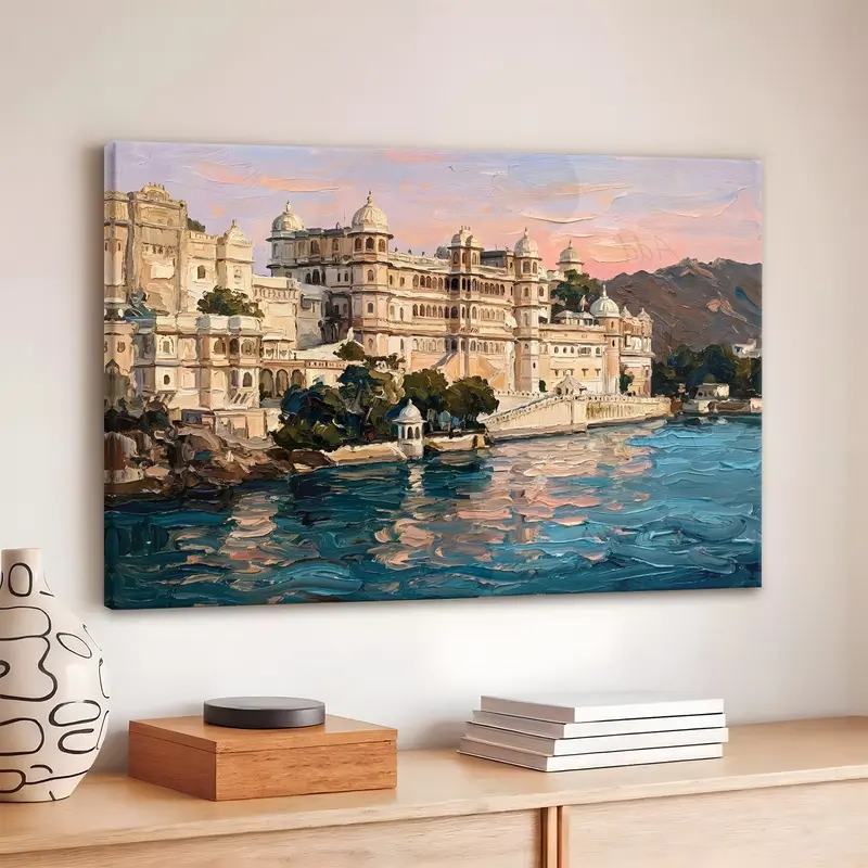 Lakeside Royal Palace Reflection Canvas Wall Painting