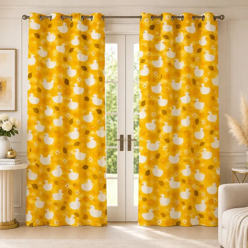 Jolly Duck Printed Cotton Curtains - Set of Two