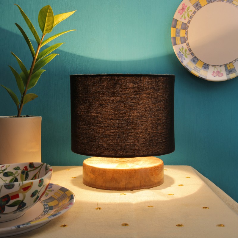 Caudex Wooden Table Lamp - Black
