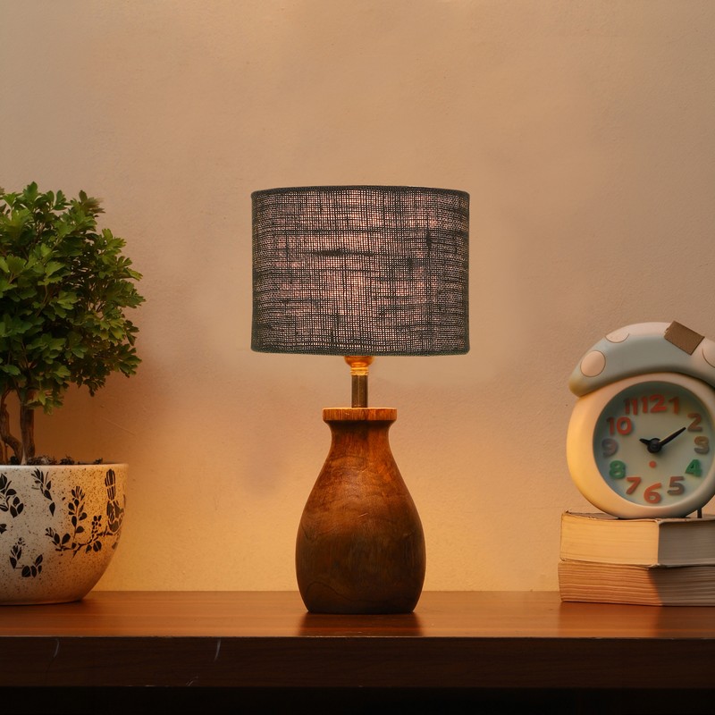 Sheldo Mista Fabric Table Lamp - Black,Brown