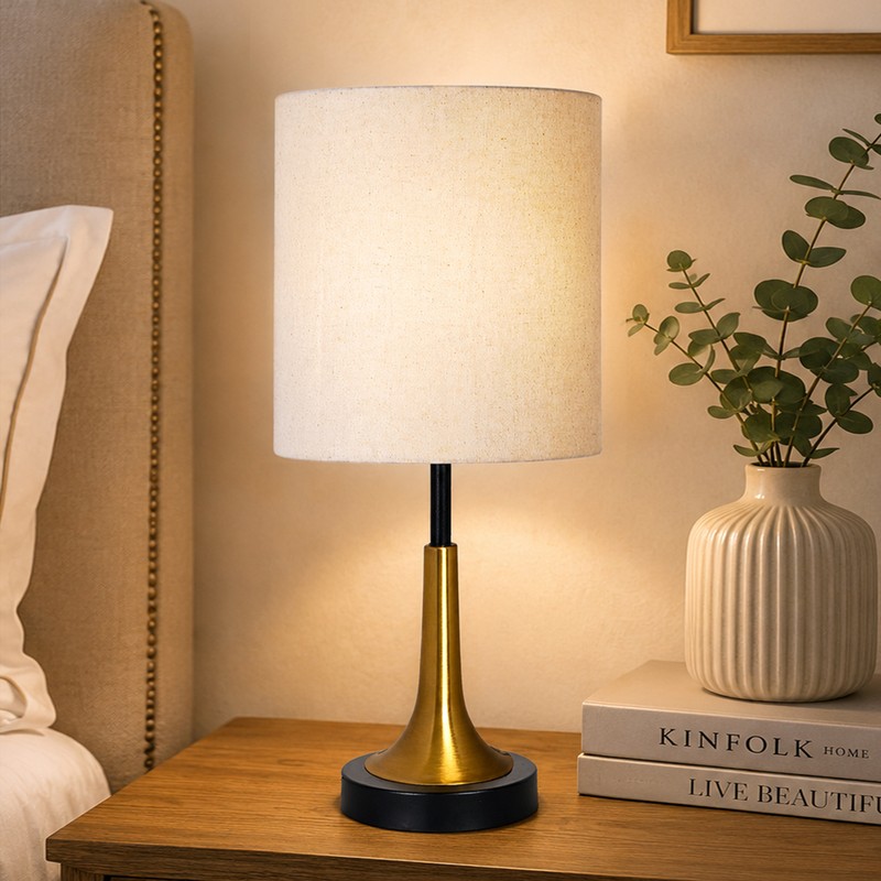 Arialla Drum Metal Table Lamp - White,Gold,Black