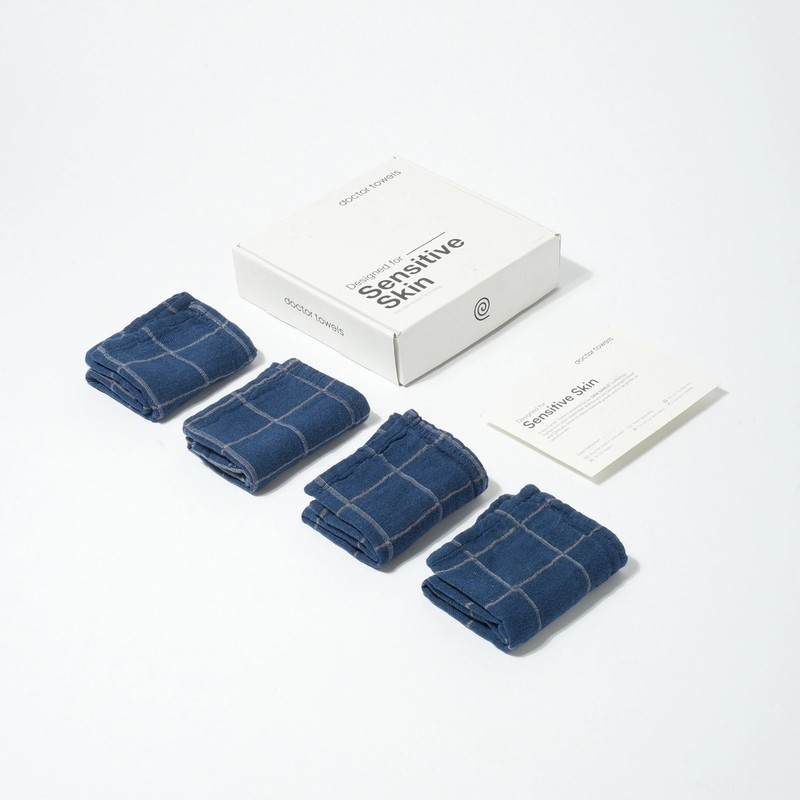 Azure Touch Banana Fibre Blend Face Towel (Blue) - Set of Four - 30 x 30 CM