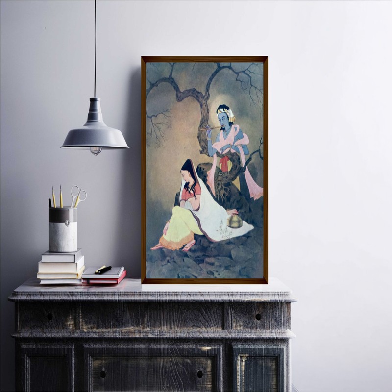 Vrindavan Venu Canvas Wall Painting - Small