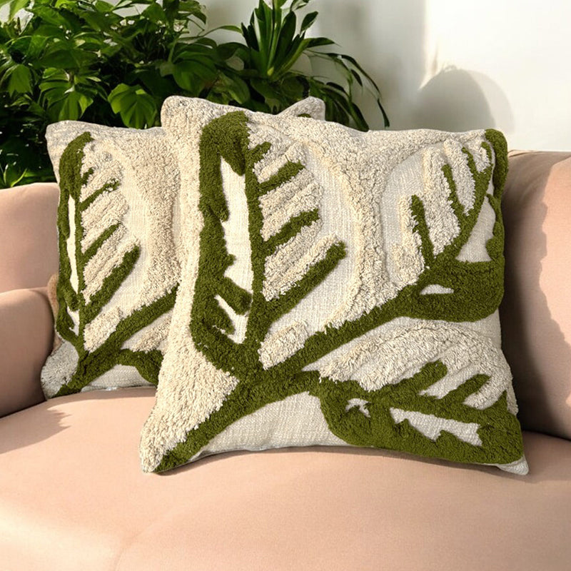 Leafestra Tufted Cushion Cover Set - Set Of Two