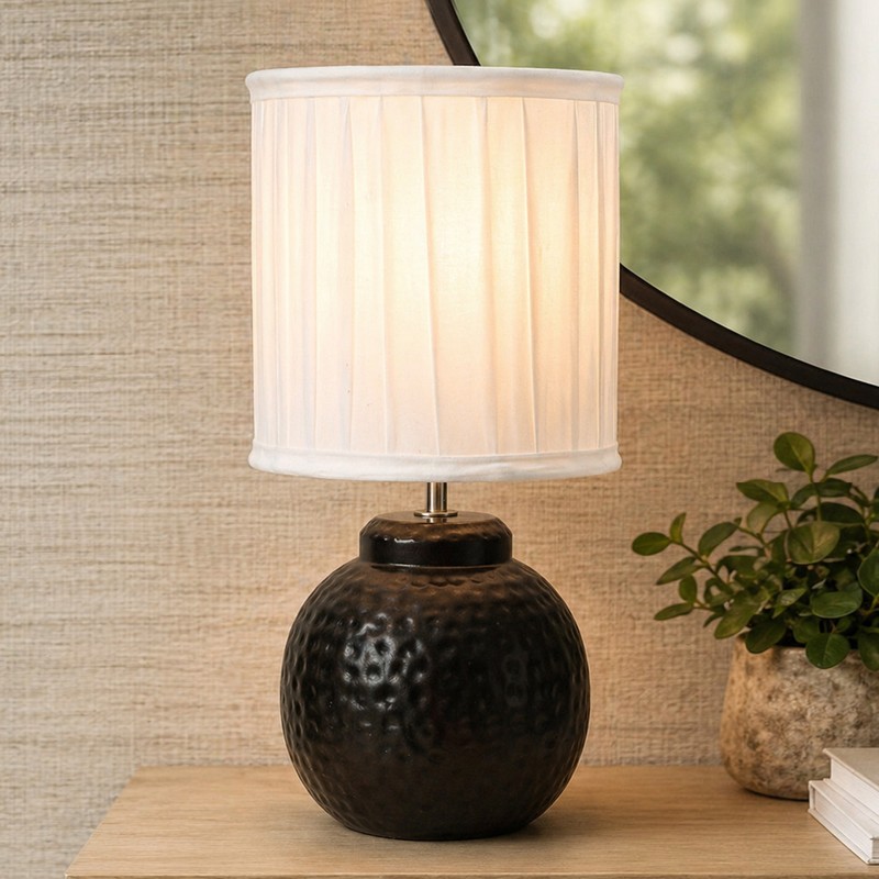 Marie Verda Fabric Table Lamp - White,Black