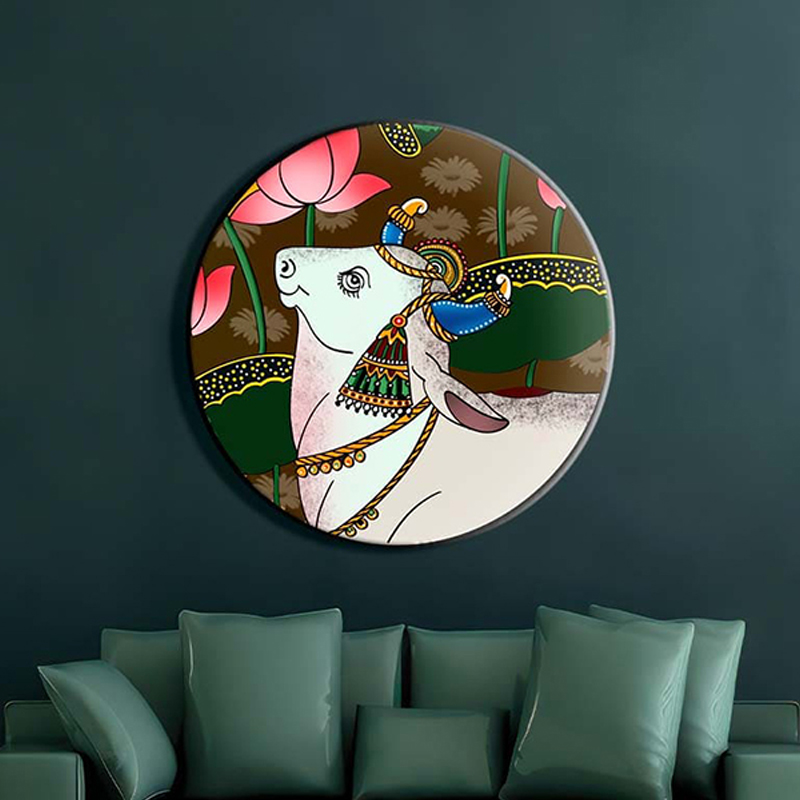 Kaamdhenu Pichwai Canvas Wall Painting - Small