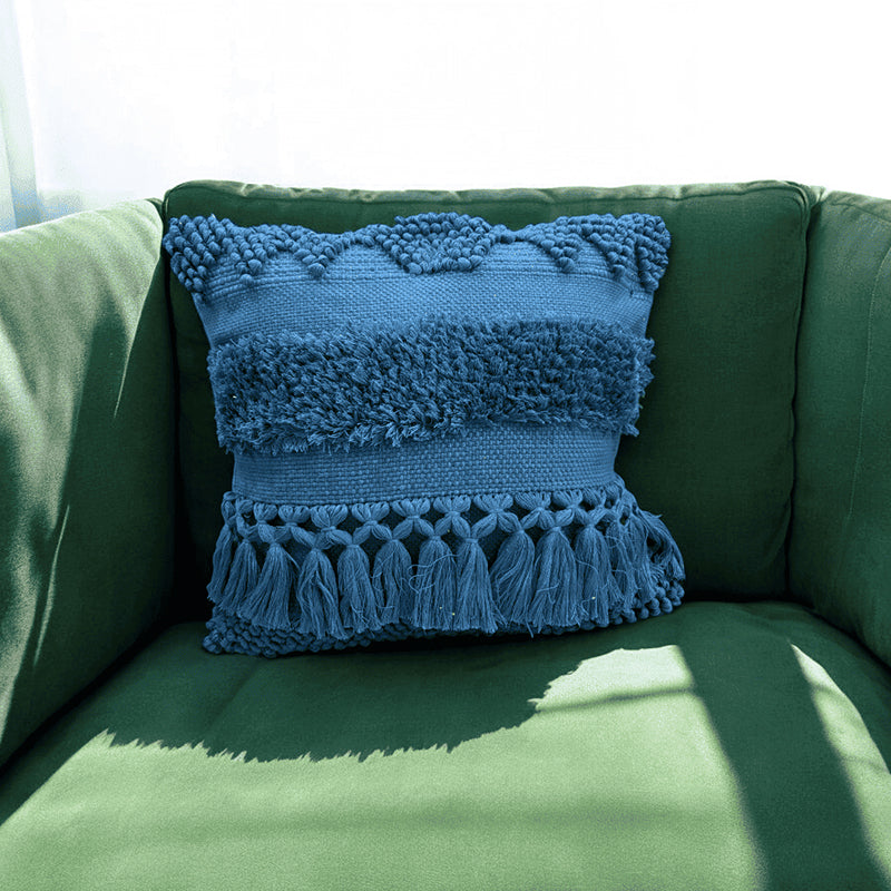 Squish-A-Lot Tufted Cushion Cover - Blue - 18 x 18 Inches