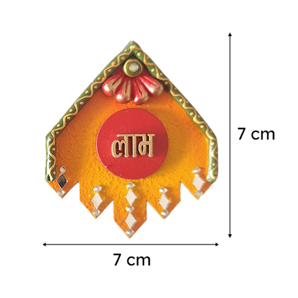 Single orange Laabh wall accent shown with size arrows