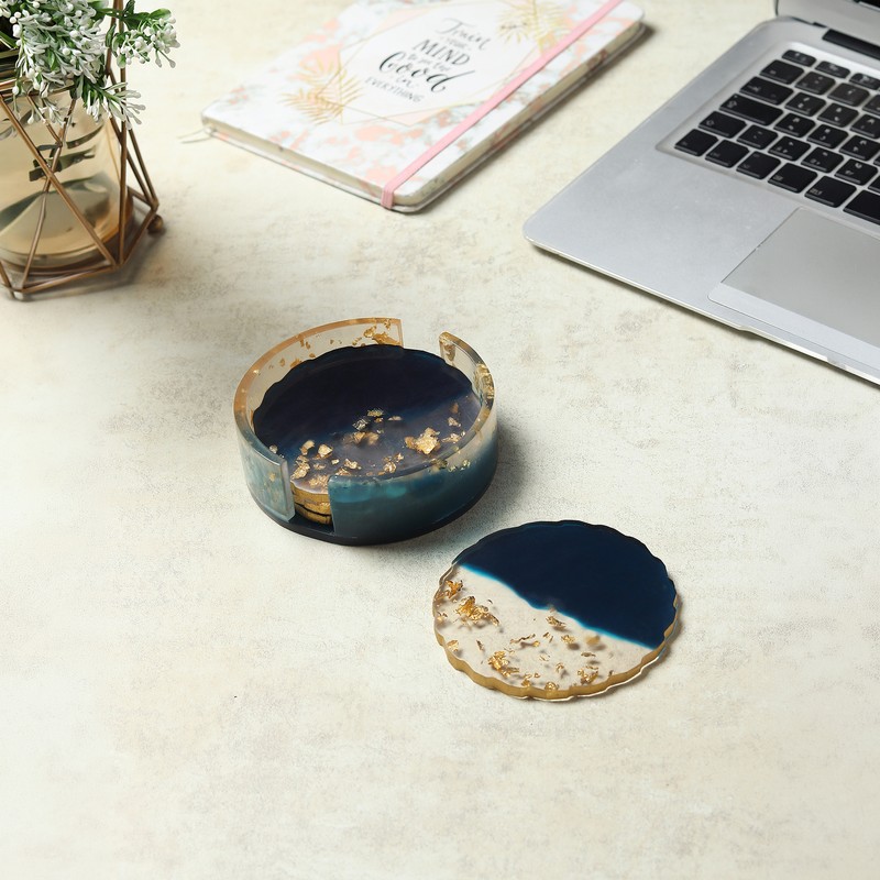 Ravello Resin Coasters with Stand - Four Piece Set