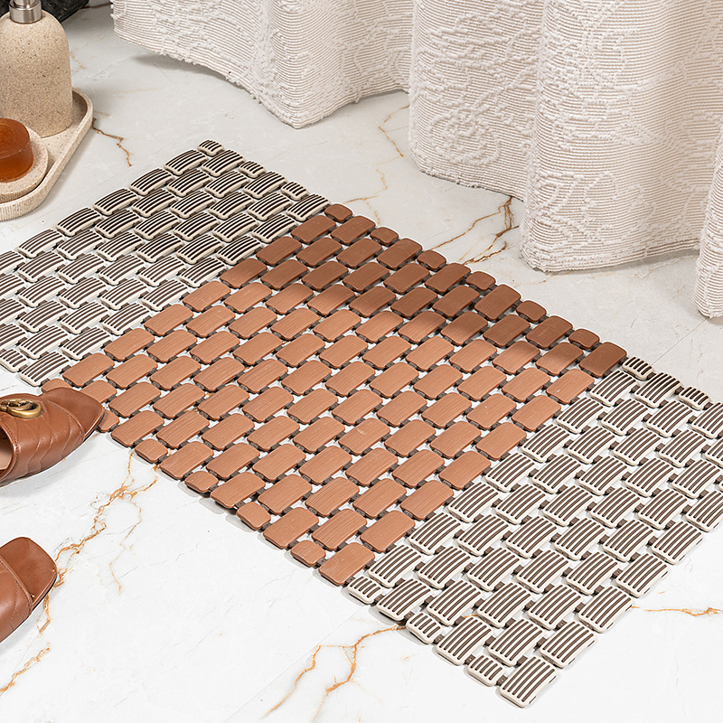 Blush Scale Serenity Anti Skid PVC Shower Mat - Brown,Coffee
