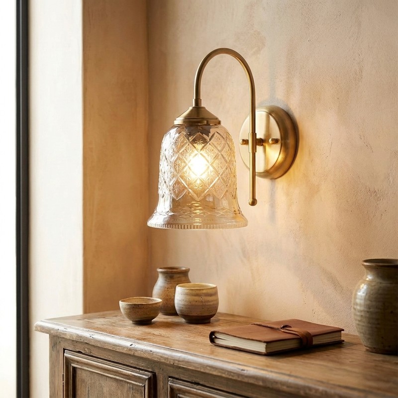 Crystal Pavilion Metal & Glass Wall Lamp