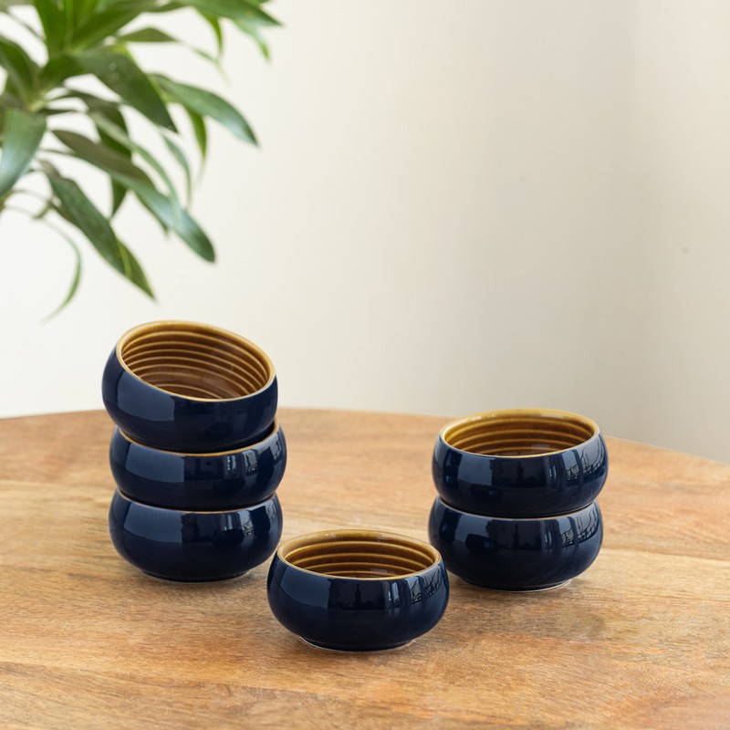 Mariana Blues Ceramic Dip Bowl (140 mL Each) - Set of Six