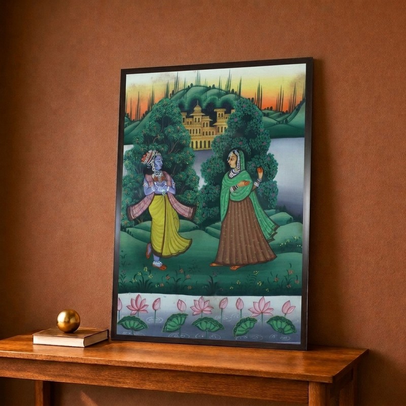 Radha Krishna Garden Canvas Wall Painting