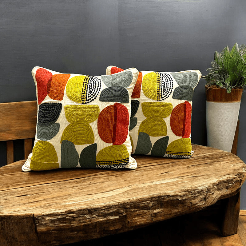 Squish Squad Tufted Cushion Cover (Multicolor) - Set Of Two