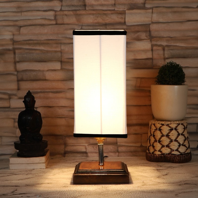 Lucent Wooden Table Lamp - Cream,Brown