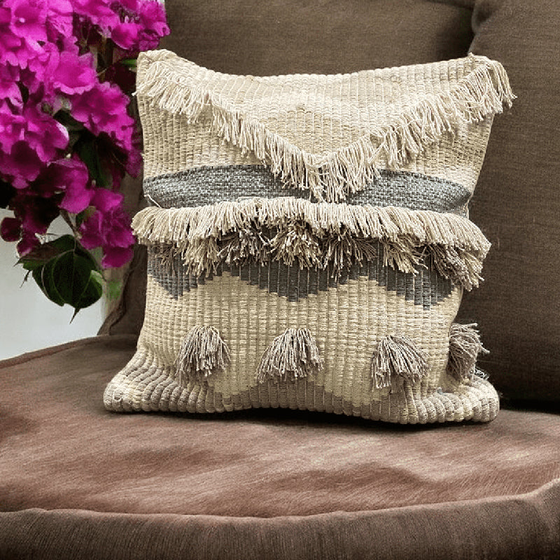 Button Bubble Tufted Cushion Cover - Grey - 20 x 20 Inches