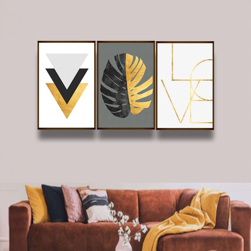 Linear Botanica Canvas Wall Painting - Set of Three