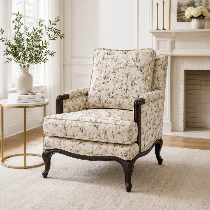 Greenwick Teak Wood & Faux Suede Lounge Chair