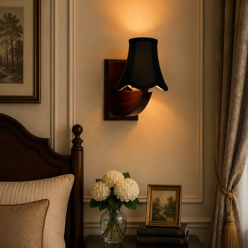 Aurelle Draped Cotton Wall Lamp - Black