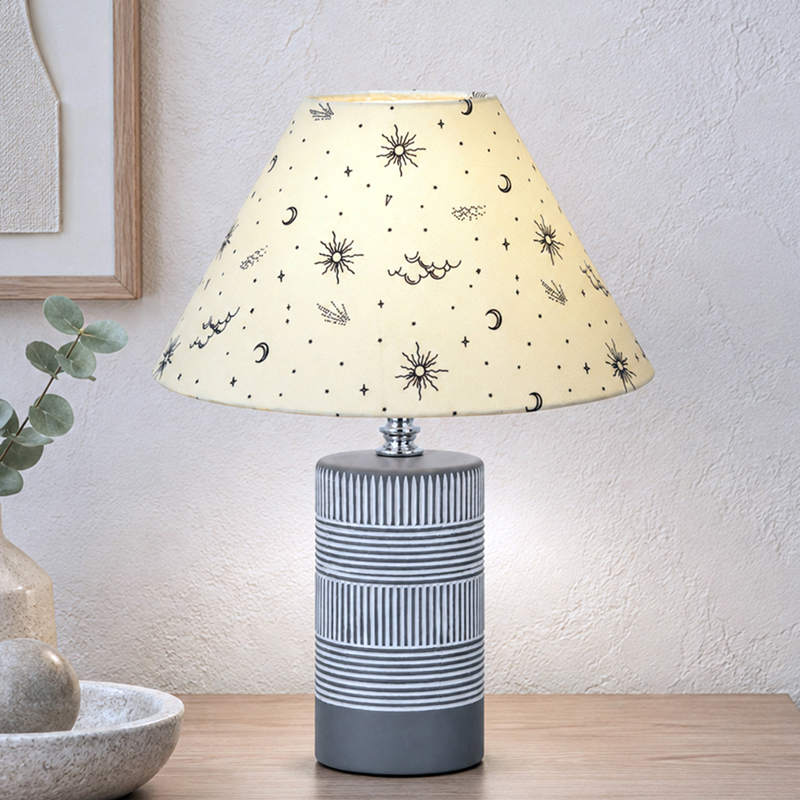 Astral Whisper Ceramic Table Lamp - Grey
