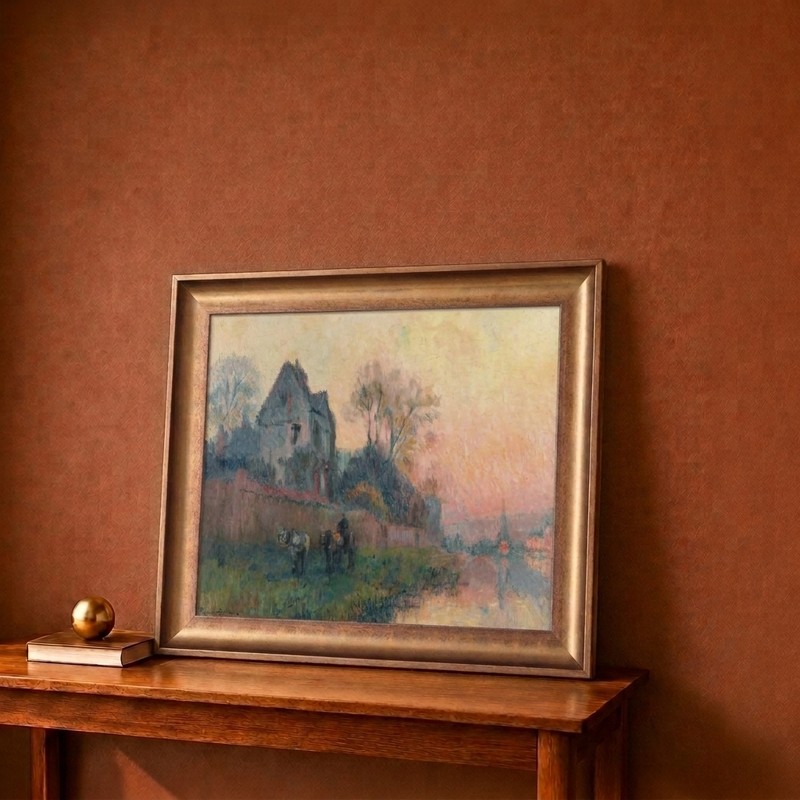 Riverside Cottage Canvas Wall Painting