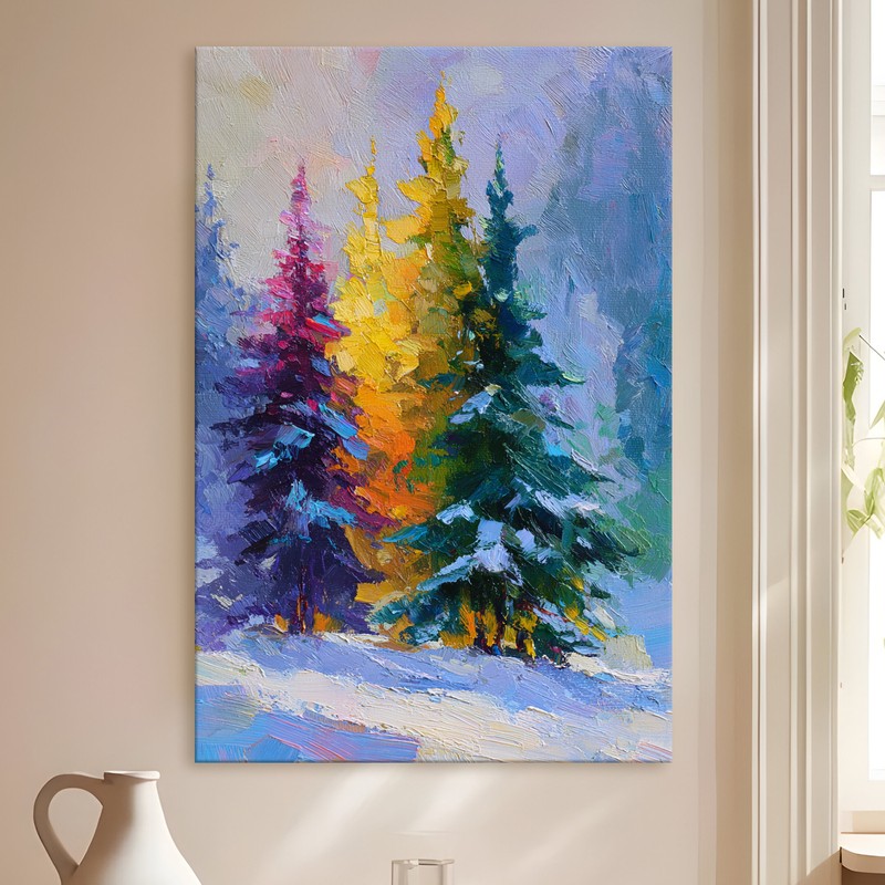 Snowy Pines Gallery Wrapped Canvas Wall Painting