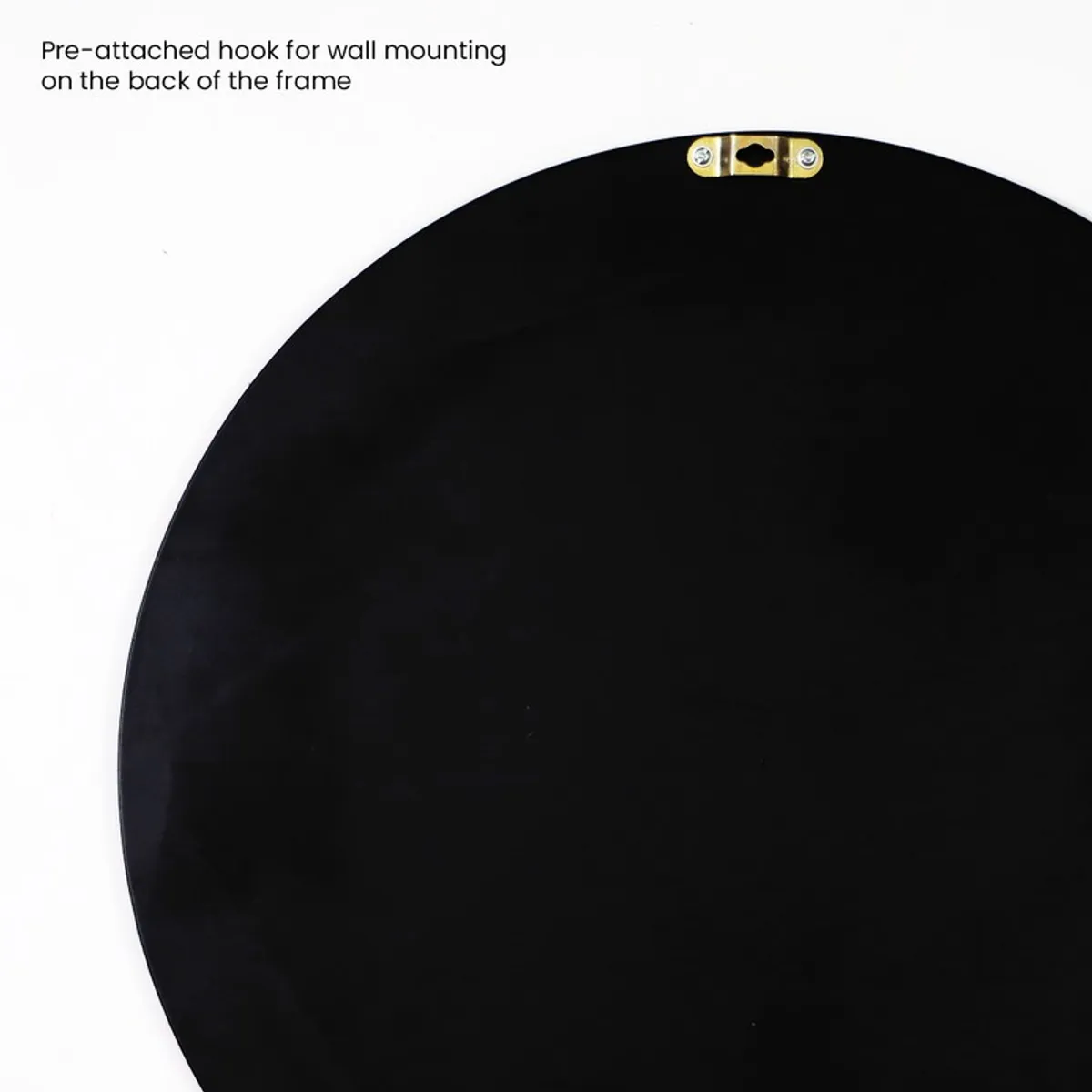 Back view of the round wall art showing the hanging hook