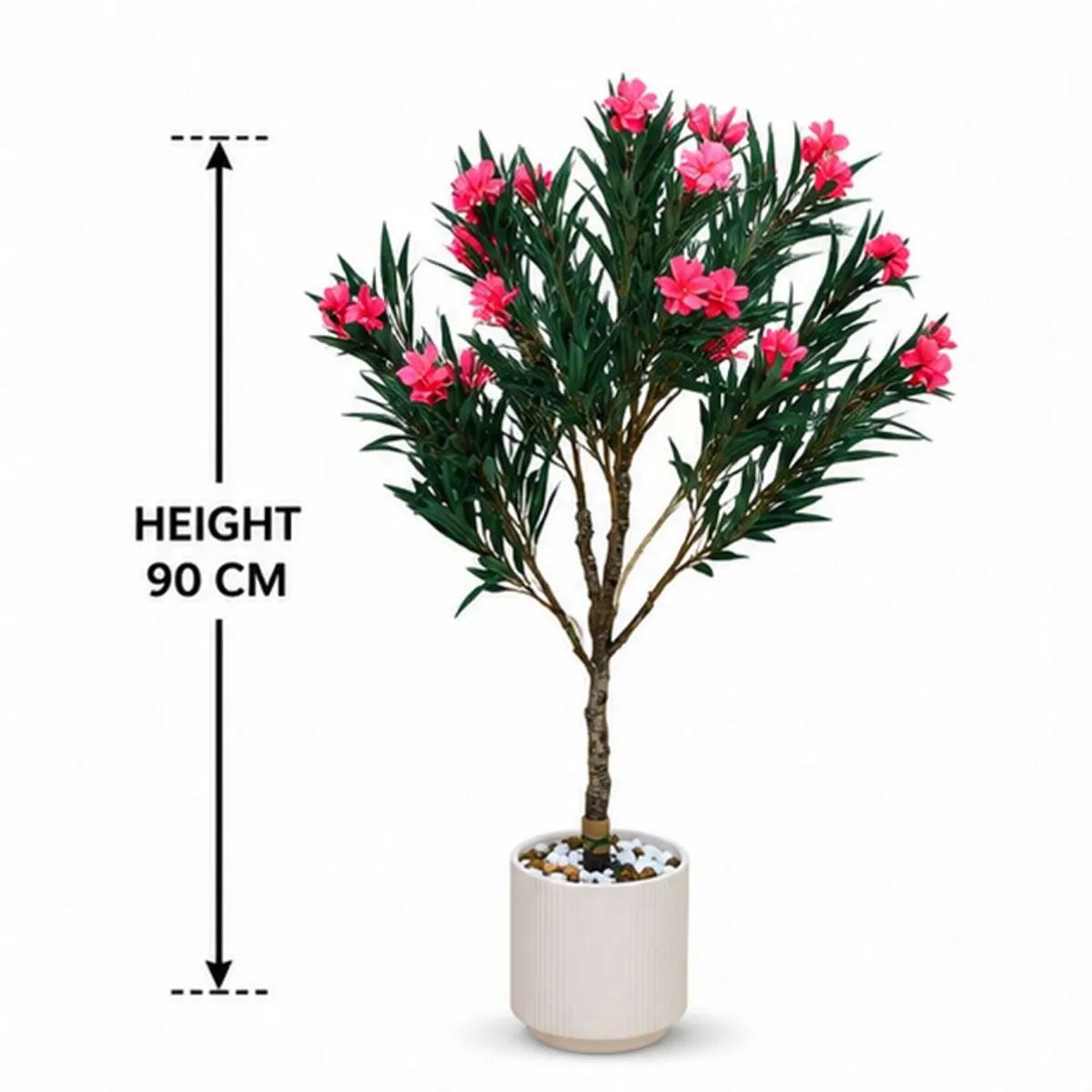Pink artificial oleander plant shown at 90 cm height
