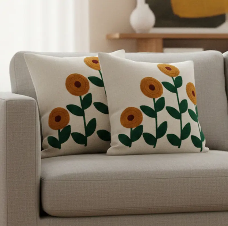 Bagicha Embroidered Cotton Cushion Covers - Set of Two - 16 x 16 Inches