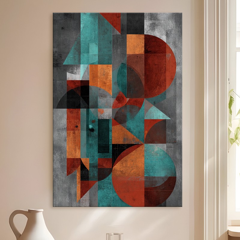 Industrial Grid Gallery Wrapped Canvas Wall Painting