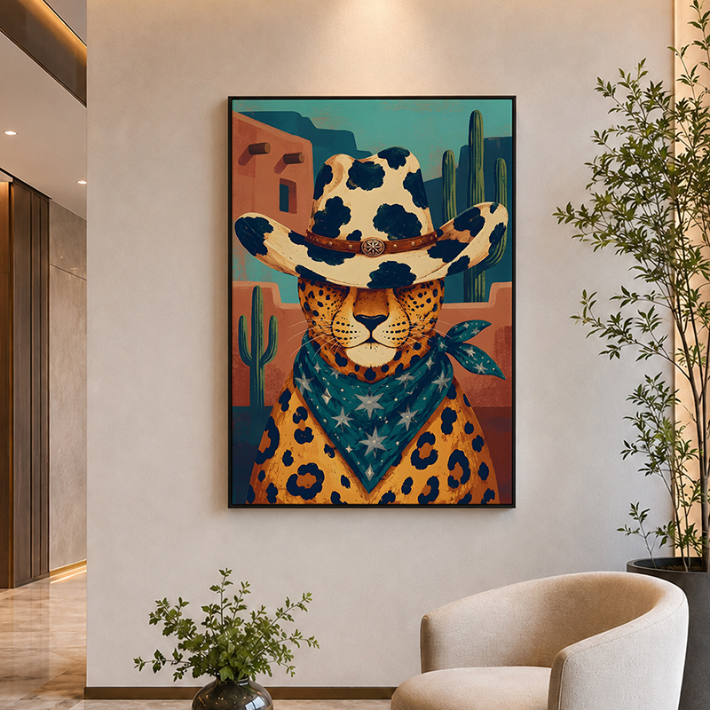 Desert Leopard Canvas Wall Painting With Frame - Small