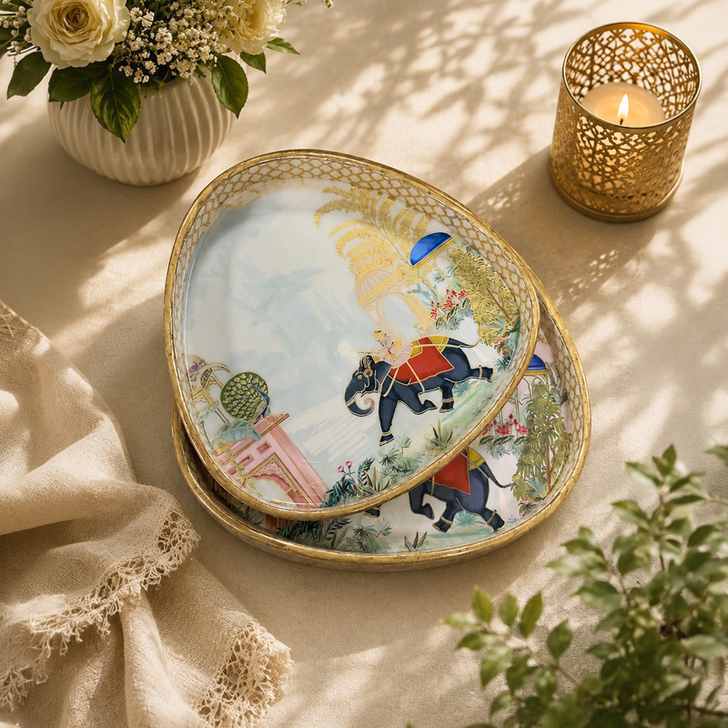 Countryside Canvas MDF Serving Tray - Set of Two