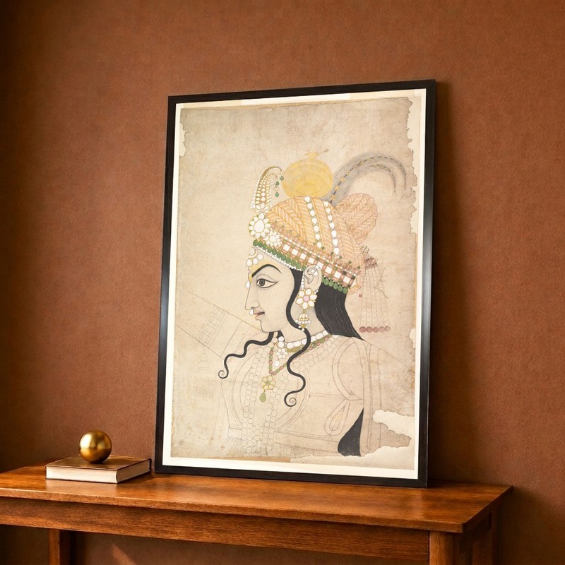 Regal Maharani Portrait Canvas Wall Painting