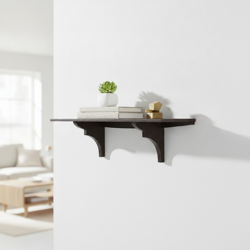 Skyline Floating Black Wood Shelves