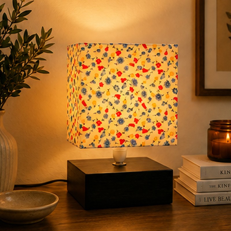 Cubique Wooden Table Lamp - Multicolor