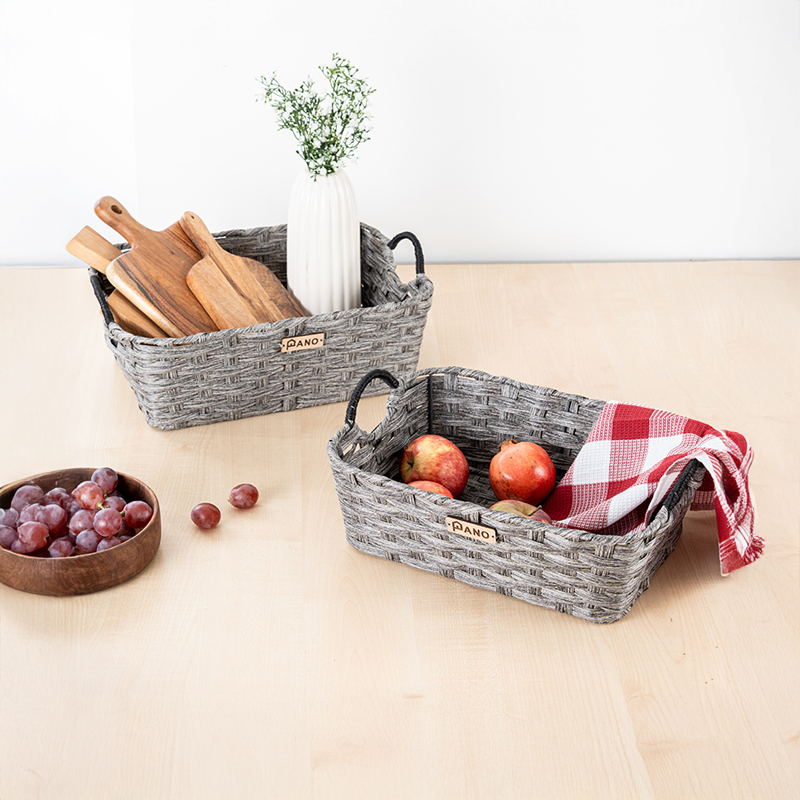 Rustic Loom Storage Basket (Grey) - Set of Two