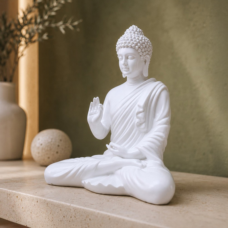 Karuna Bodhi Buddha Idol - White