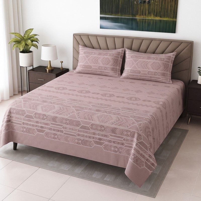 Elvara Cotton Bedsheet - Pink - King