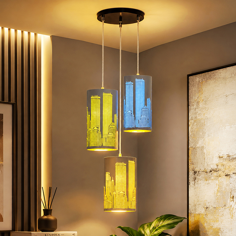 Cityscape Cascade Metal Ceiling Lamp