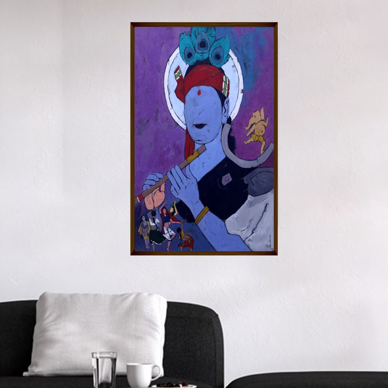 Vrindavan Rhapsody Canvas Wall Painting - Small