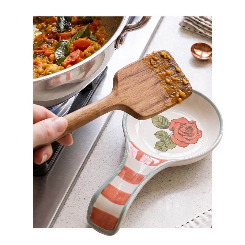 Tea Garden Handpainted Ceramic Spoon Rest