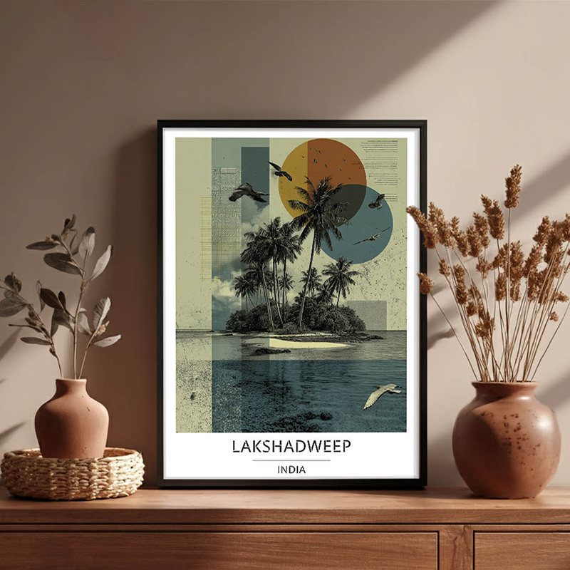 Tropical Haven of Lakshadweep Wall Art With Black Frame - Small