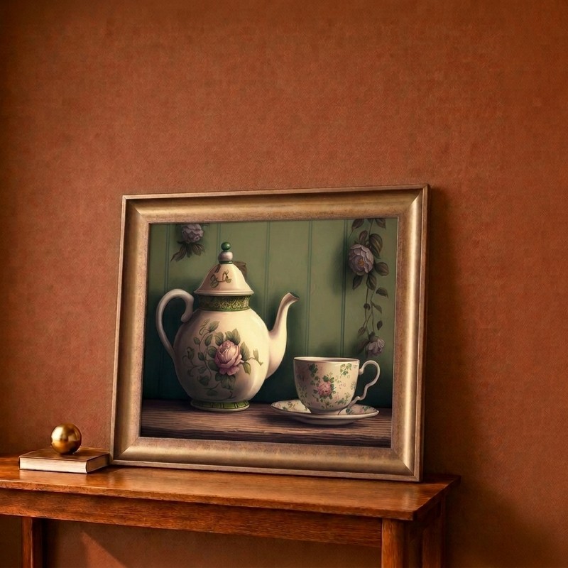 Vintage Teapot Canvas Wall Painting