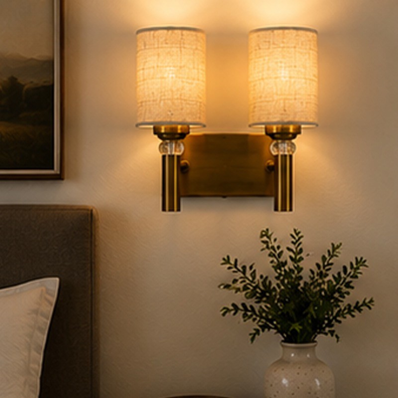 Aurelle Twin Jute Wall Lamp - White
